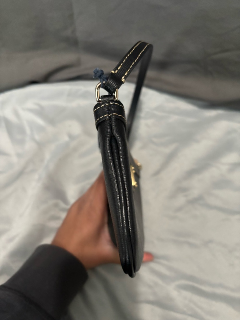 Dooney & Bourke Black Leather Wristlet Clutch with Gold Hardware - Picture 4 of 7